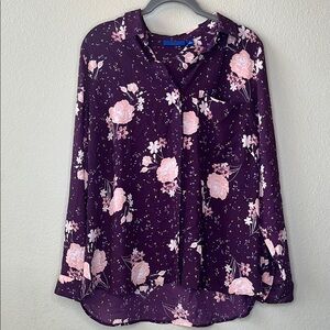 Apt. 9 Purple Long Sleeve Button Down‎ Shirt Size Large